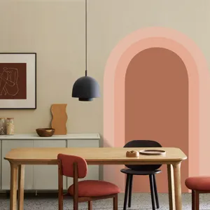 Boho arch wall decal scene detail, modern minimalist living room bedroom home decor sticker.