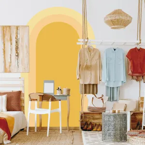 Boho arch wall sticker peel and stick yellow wall decal for living room bedroom home decor