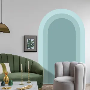Boho arch wall sticker scene detail, modern minimalist home decoration for room.