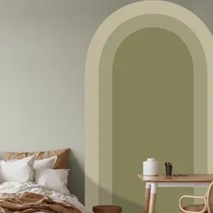 Boho arch wall sticker scene detail showcasing multi-color geometric wall mural decor for bedroom.