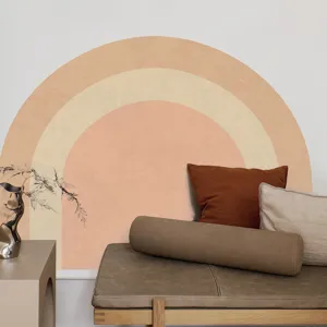 Boho arch wall sticker detail scene showcasing bohemian living room bedroom decor style