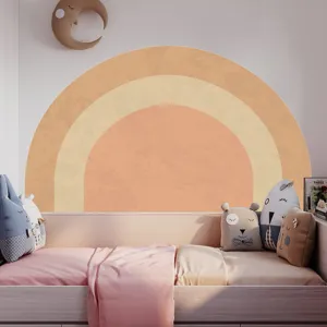 Boho half-circle rainbow wall sticker for kids bedroom and living room decor PVC decal.