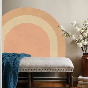 Boho arch wall sticker scene detail, self-adhesive PVC decor for living room bedroom