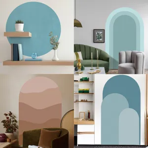 Bohemian Boho Style Waterproof Self Adhesive PVC Wall Sticker Geometric Arch Art Mural For Living Room Bedroom Home Decor