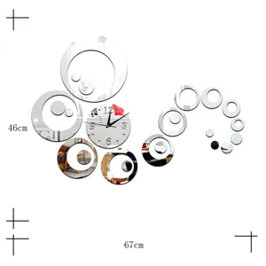 DIY Acryl Spiegel Wanduhr moderne kreative runde Wandaufkleber Heimdekoration 46x67cm