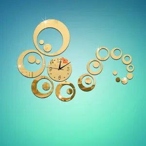 Goldene Spiegel Wanduhr, kreative Acryl Kreis Wandtattoo Uhr für Wohnzimmer Schlafzimmer.