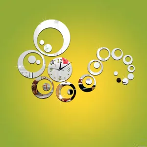 Akryl runder Spiegel Wanduhr moderne dekorative DIY Wandaufkleber fuer Wohnzimmer Schlafzimmer