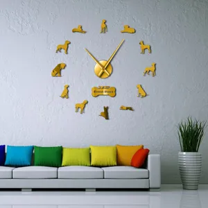 Large DIY acrylic wall clock with Great Dane dog silhouette design for modern home decor