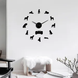 Great Dane acrylic mirror wall clock large DIY modern design art wall decor for living room