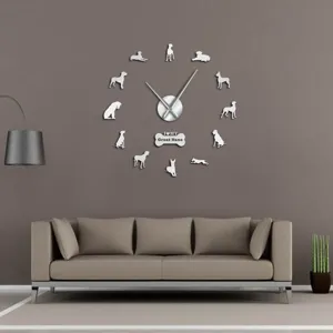 Great Dane acrylic mirror DIY wall clock for living room modern home decor large clock