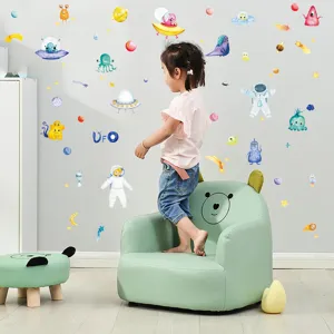 Stickers muraux espace dessin animé pour chambre d'enfant, autocollants lumineux planètes.