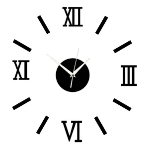 Modern DIY Roman Numeral Wall Clock Silent Acrylic Mirror Surface Home Decor Timepiece