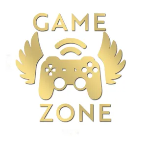 Acrylic Game Zone wall sticker 38cm gold gaming controller mirror sticker decor for room