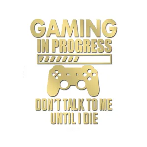 Gold gaming in progress wall sticker, game controller decal for children room and bedroom decor.