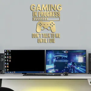 Gaming in Progress Wall Sticker Gamer Room Decor Removable Acrylic Mirror Wall Art Decal