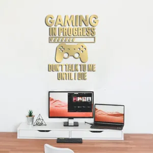 Acrylic gaming wall sticker mirror gold decor gamer wall decals for boys bedroom decor
