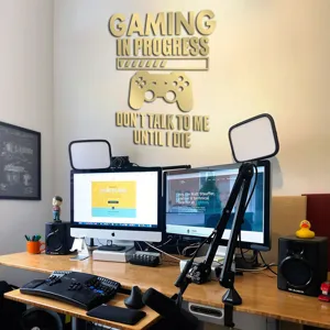 Acrylic gaming wall sticker mirror gold quote decal for boys bedroom office room decor