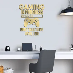 Gaming in progress wall sticker acrylic mirror game controller room decor sticker decal