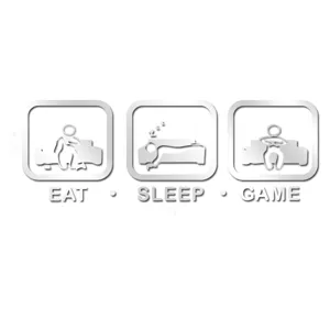 Αυτοκόλλητο τοίχου ακρυλικό καθρέφτη EAT SLEEP GAME διακόσμηση DIY για παιδικό δωμάτιο