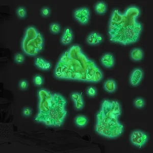Stickers muraux écureuil phosphorescents autocollants mignons animaux pour chambre d'enfant