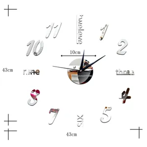 DIY acrylic mirror wall clock modern design 3D wall stickers for living room home decor