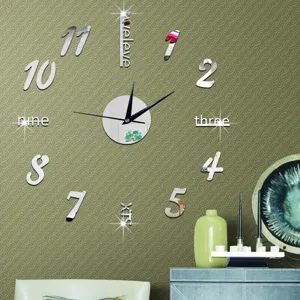 DIY acrylic mirror wall clock for living room bedroom home decor modern design numbers