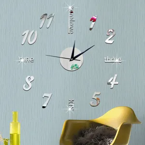 DIY acrylic mirror wall clock modern 3D numerical sticker for home living room decor