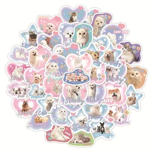 60pcs cute pet cat dog expression waterproof stickers for laptop phone case decoration