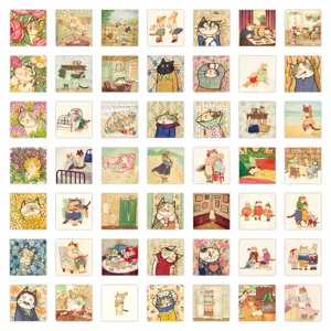 Cute cat home cartoon stickers set, decorative waterproof stickers for phone case and laptop.