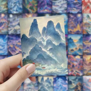 Traditional Chinese landscape mountain art sticker for phone case and luggage decoration.