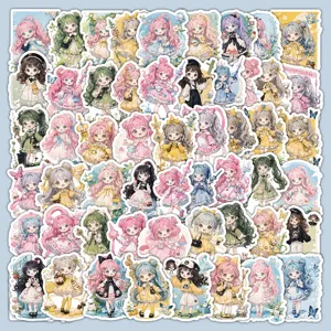 Cute Magical Girl Cartoon Waterproof Stickers Aesthetic Anime Decals For Laptop Phone Case Luggage Water Bottle
