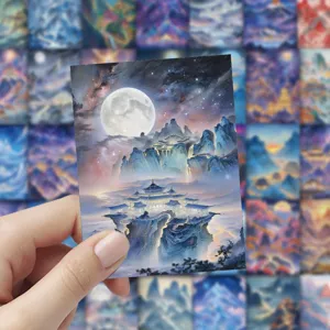 60pcs vintage Chinese landscape fantasy palace stickers for luggage phone case laptop decor