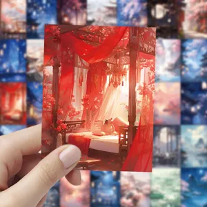 Ancient Chinese style aesthetic decorative sticker detail view for phone case and notebook.