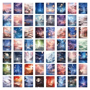 60 pcs ancient poetic aesthetic wallpaper stickers for phone case laptop decoration.