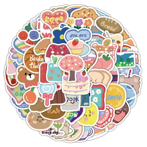 100pcs healing oil painting style cute cartoon stickers waterproof for journal and luggage decor