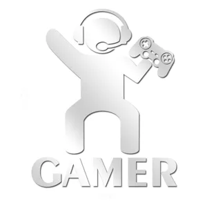 Acrylic 3D mirror wall sticker featuring a cool gamer design for kids room decor.