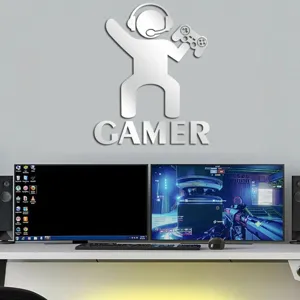 3D mirror acrylic gamer wall sticker home decor for kids bedroom and gaming room setup