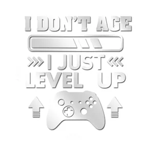 Level Up 3D Acrylic Mirror Wall Sticker Gaming Controller Gamer Room Decor Decal