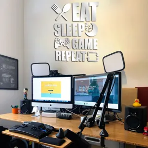 Αυτοκόλλητο τοίχου ακρυλικός καθρέφτης 3D, Eat Sleep Game Repeat για παιδικό δωμάτιο.