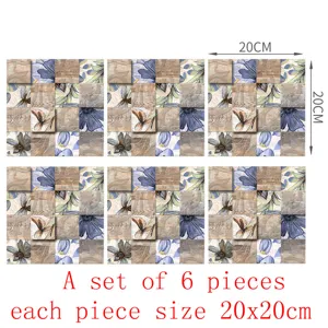 Stickers carreaux mosaique 3D imperméable autocollant mur sol lot de 6 pièces 20x20cm déco