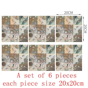 Stickers carrelage mosaique impermeable autocollants muraux lot de 6 pieces 20x20cm deco