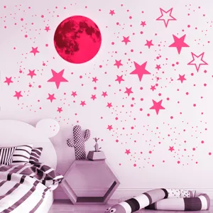 Luminous moon and stars wall stickers for kids bedroom decor glow in the dark decals.