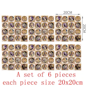 Stickers carrelage mosaique creatifs lot de 6 pieces 20x20cm mur et sol impermeable.