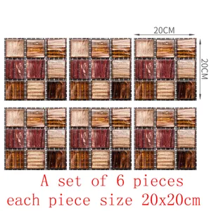 Stickers carrelage mosaïque 3D autocollants muraux imperméables lot de 6 pièces 20x20cm