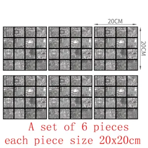 Adhesif carrelage mosaique impermeable decoration murale lot de 6 pieces 20x20 cm renovation.