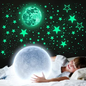 Luminous Moon Stars Wall Stickers Glow in the Dark PVC Fluorescent Decals for Kids Bedroom Nursery Ceiling Home Decor