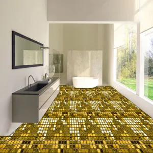 Sticker carrelage mosaique or 3D etanche autocollant sol mur decoration pour la maison