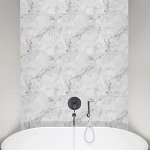 Marble pattern tile sticker detail view, waterproof and wear-resistant PVC wall sticker.