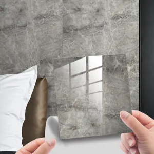 Gray marble peel and stick tile sticker waterproof self adhesive floor wall decor 1piece