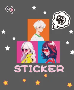 Detailansicht von Dopamin-Anime-Charakter-Aufklebern, ideal für Handyhüllen und Journaling.